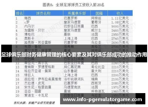 足球俱乐部财务健康管理的核心要素及其对俱乐部成功的推动作用